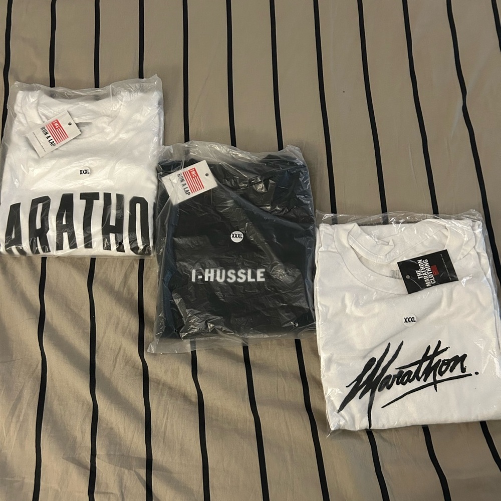 Lot of 3 (The Marathon Clothing White Graphic Tees) size XXXL